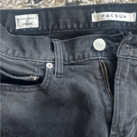 Pacsun black ripped stacked skinny jeans size 29X30. Like new condition. - Picture 2 of 3